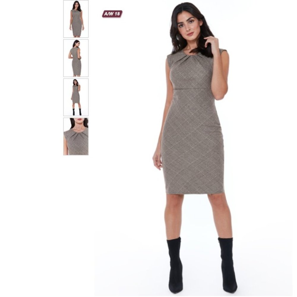 NEW! City Goddess London Pleated Neckline Dress